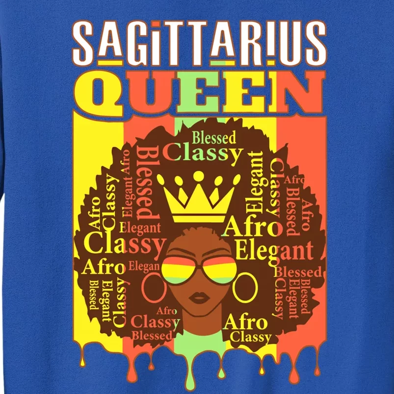 Sagittarius Queen Zodiac Afro Style Blessed Classy Elegant Cute Gift Tall Sweatshirt