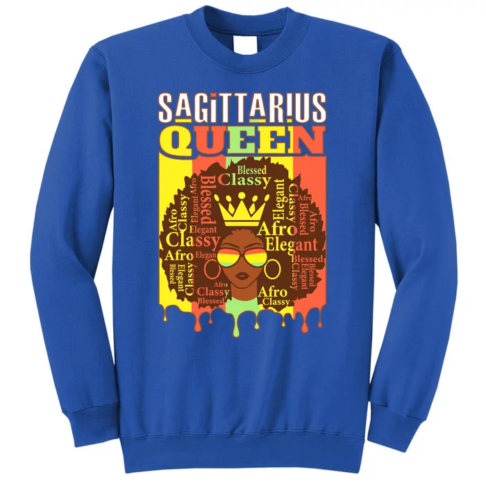 Sagittarius Queen Zodiac Afro Style Blessed Classy Elegant Cute Gift Tall Sweatshirt