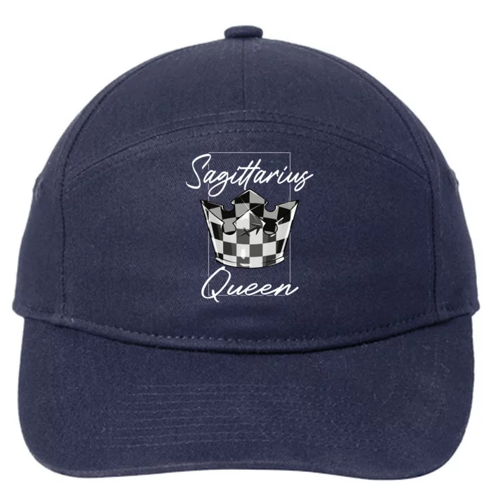 Sagittarius Queen Zodiac Sign Checkerboard Pattern Crown Cute Gift 7-Panel Snapback Hat