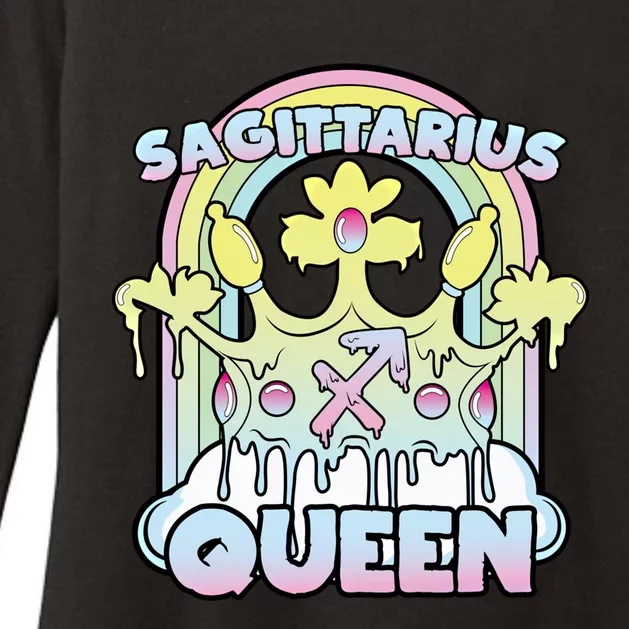 Sagittarius Queen Zodiac Sign With Crown Kawaii Pastel Goth Cool Gift Womens CVC Long Sleeve Shirt