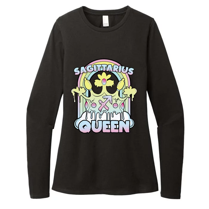 Sagittarius Queen Zodiac Sign With Crown Kawaii Pastel Goth Cool Gift Womens CVC Long Sleeve Shirt