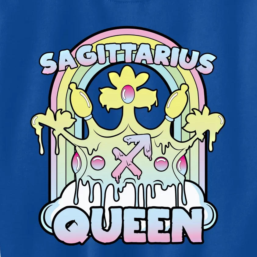 Sagittarius Queen Zodiac Sign With Crown Kawaii Pastel Goth Cool Gift Kids Sweatshirt