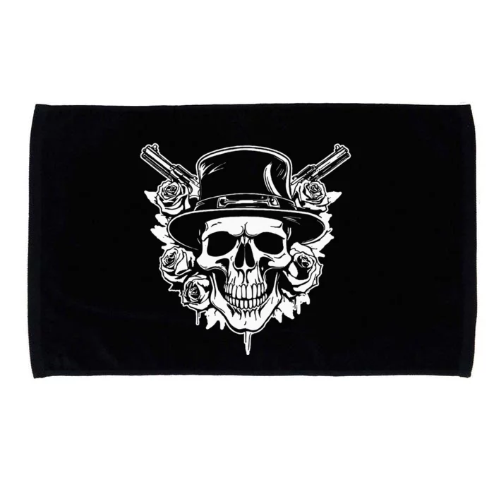 Skeleton Roses 1980s Glam Rock 80s Guitar Guns Skull Roses Microfiber Hand Towel