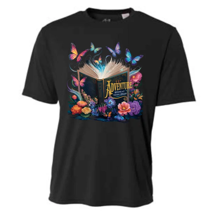 Summer Reading 2024 Adventure Begins At Your Library Flowers Meaningful Gift Cooling Performance Crew T-Shirt