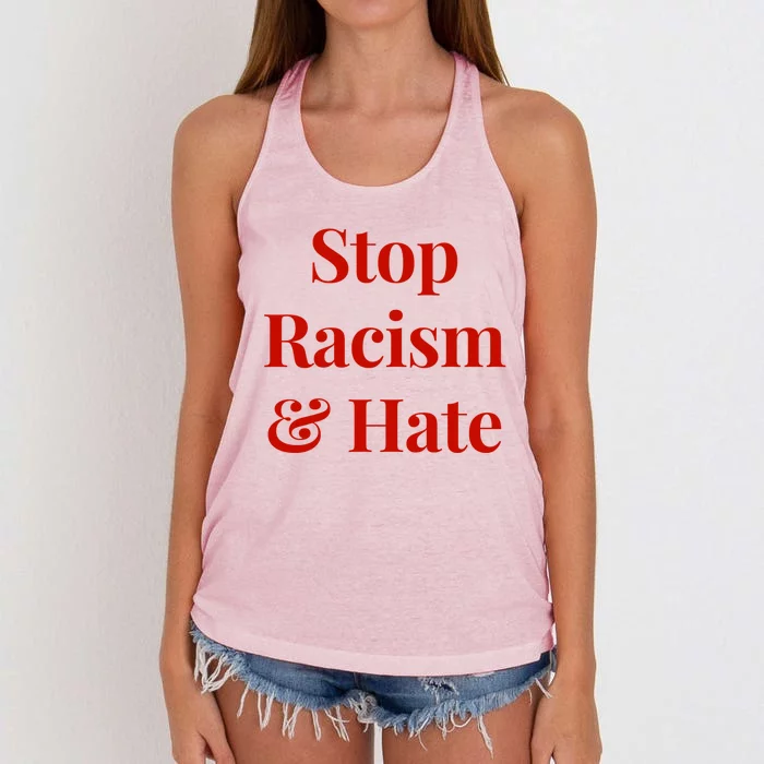 Stop Racism And Hate Cool Gift Women's Knotted Racerback Tank