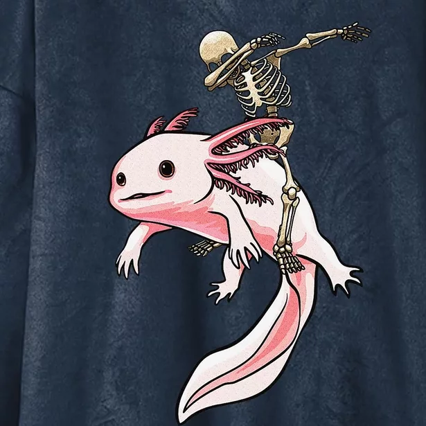 Skeleton Riding Axolotl Halloween Costume Cute Animal Lover Hooded Wearable Blanket