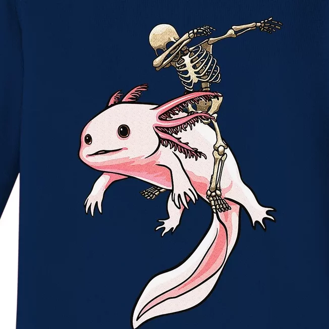 Skeleton Riding Axolotl Halloween Costume Cute Animal Lover Baby Long Sleeve Bodysuit