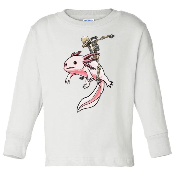 Skeleton Riding Axolotl Halloween Costume Cute Animal Lover Toddler Long Sleeve Shirt