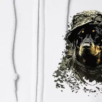 Soldier Rottweiler Army Military Rottweiler Full Zip Hoodie