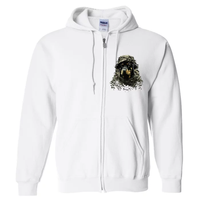 Soldier Rottweiler Army Military Rottweiler Full Zip Hoodie