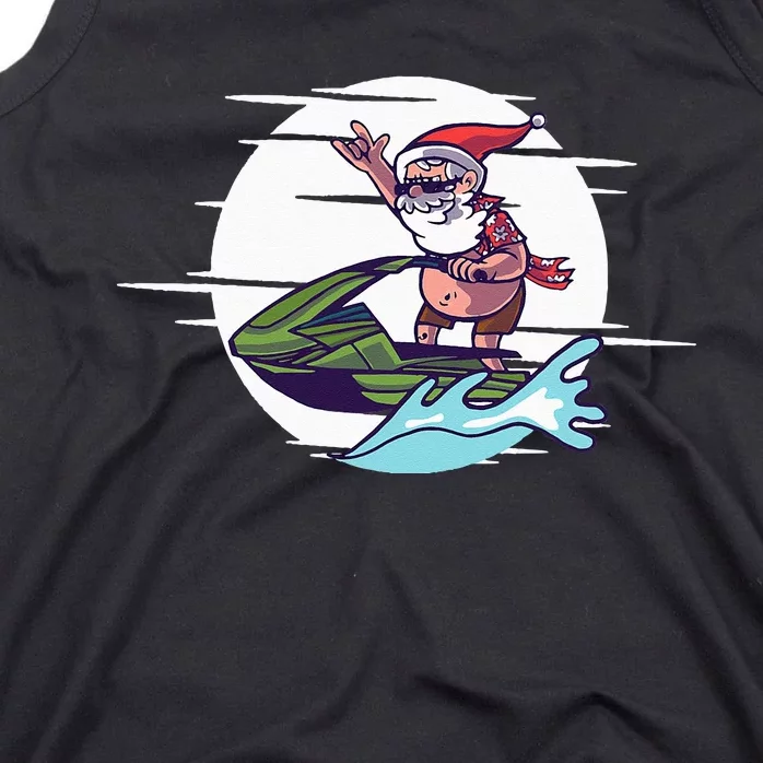 Santa Riding a Jet Ski Funny Xmas Santa Claus Tank Top