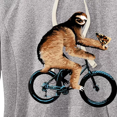 Sloth Riding A Bicycle Eating Pizza Tee, Fatbike Women's Fleece Hoodie