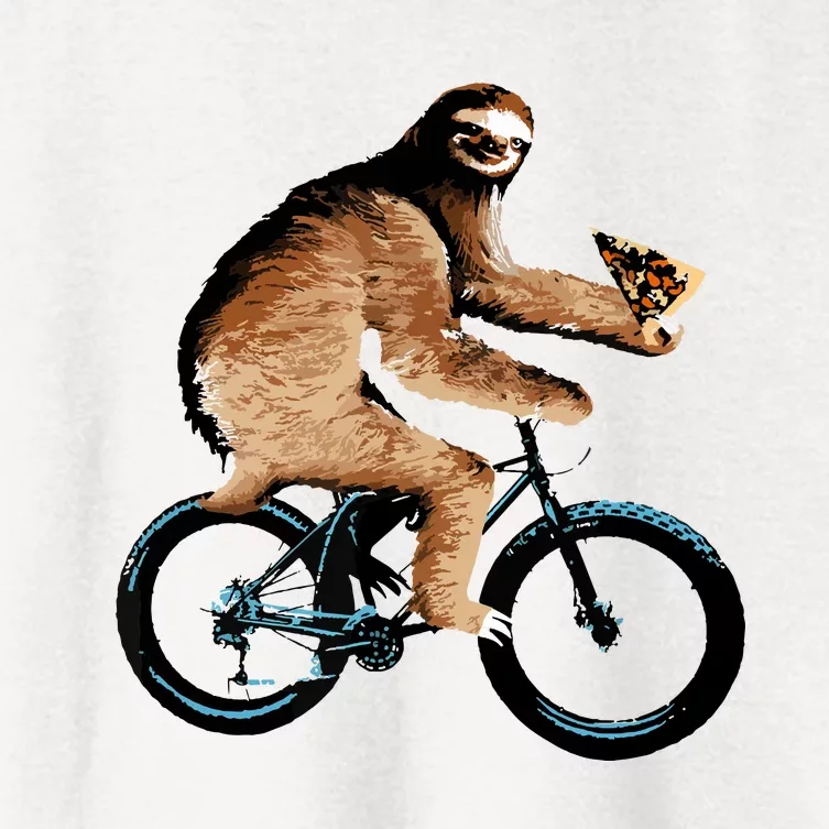 Sloth Riding A Bicycle Eating Pizza Tee, Fatbike Women's Crop Top Tee