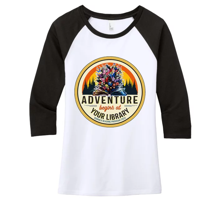 Summer Reading Adventure Begins At Your Library Women's Tri-Blend 3/4-Sleeve Raglan Shirt