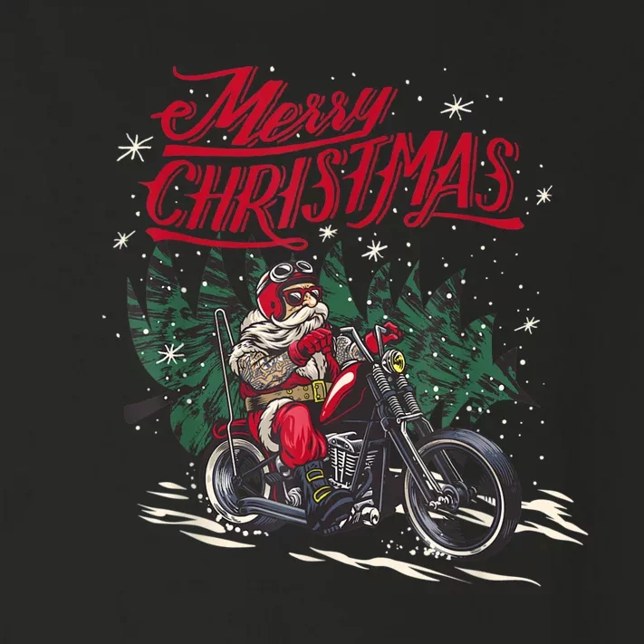 Santa Riding A Motorcycle Christmas Design Toddler Long Sleeve Shirt