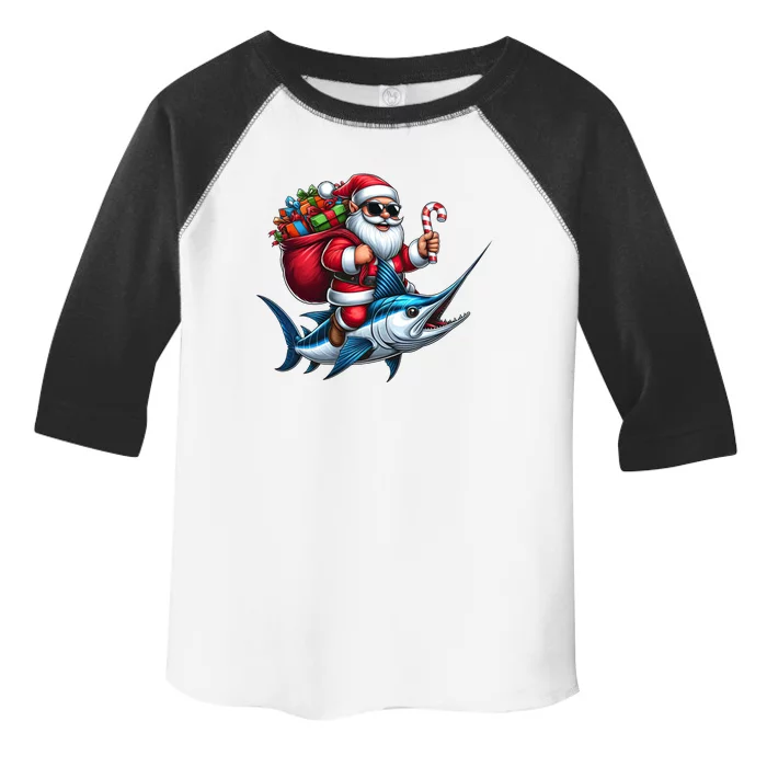 Santa Riding A Majestic Ocean Marlin Fish Christmas Funny Giflt Toddler Fine Jersey T-Shirt