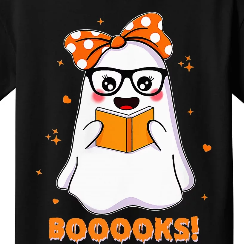 Spooky Reads Adorable Ghost in Library Halloween Kids T-Shirt