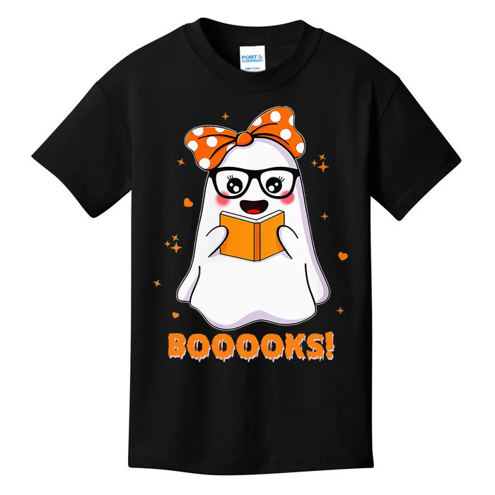 Spooky Reads Adorable Ghost in Library Halloween Kids T-Shirt