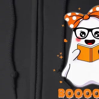 Spooky Reads Adorable Ghost in Library Halloween Full Zip Hoodie