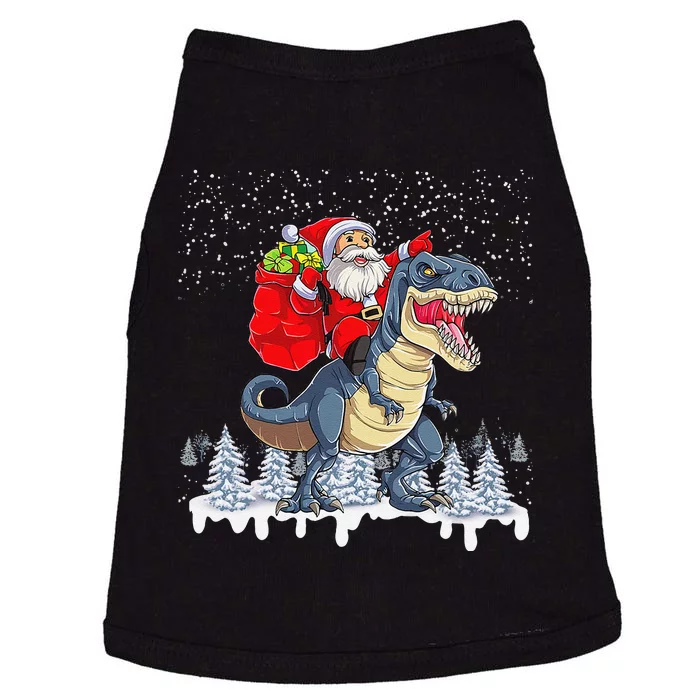 Santa Riding A Dinosaur Funny Christmas Cute Xmas Trex Doggie Tank