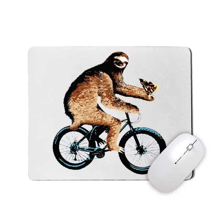 Sloth Riding A Bicycle Eating Pizza  Fatbike Mousepad