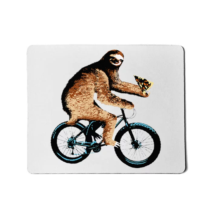 Sloth Riding A Bicycle Eating Pizza  Fatbike Mousepad