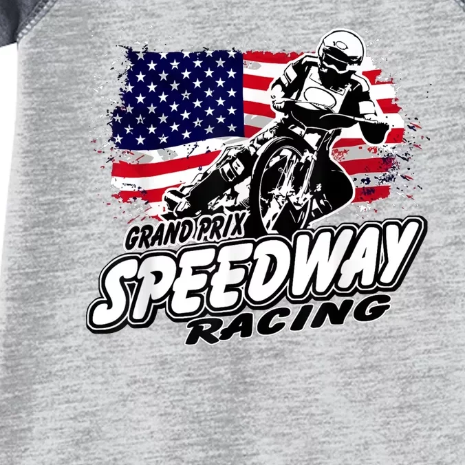 Speedway Racing American Flag Motorcycle Grand Prix Infant Baby Jersey Bodysuit