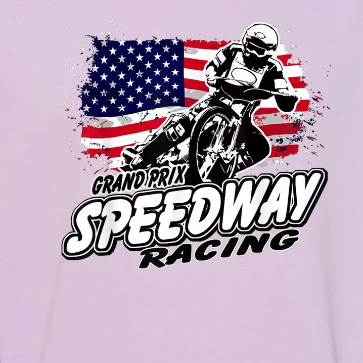 Speedway Racing American Flag Motorcycle Grand Prix Garment-Dyed Sweatshirt