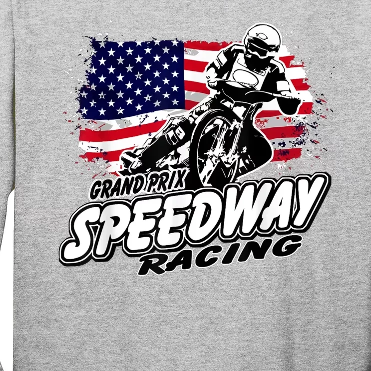 Speedway Racing American Flag Motorcycle Grand Prix Long Sleeve Shirt