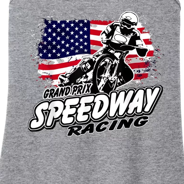 Speedway Racing American Flag Motorcycle Grand Prix Ladies Essential Tank