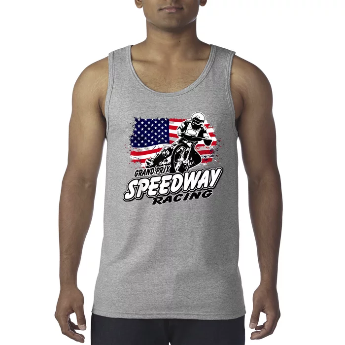 Speedway Racing American Flag Motorcycle Grand Prix Tank Top