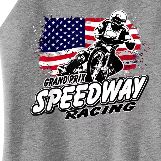 Speedway Racing American Flag Motorcycle Grand Prix Women’s Perfect Tri Rocker Tank