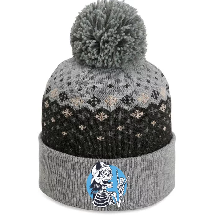 Skeleton Rock And Roll Cartoon The Baniff Cuffed Pom Beanie