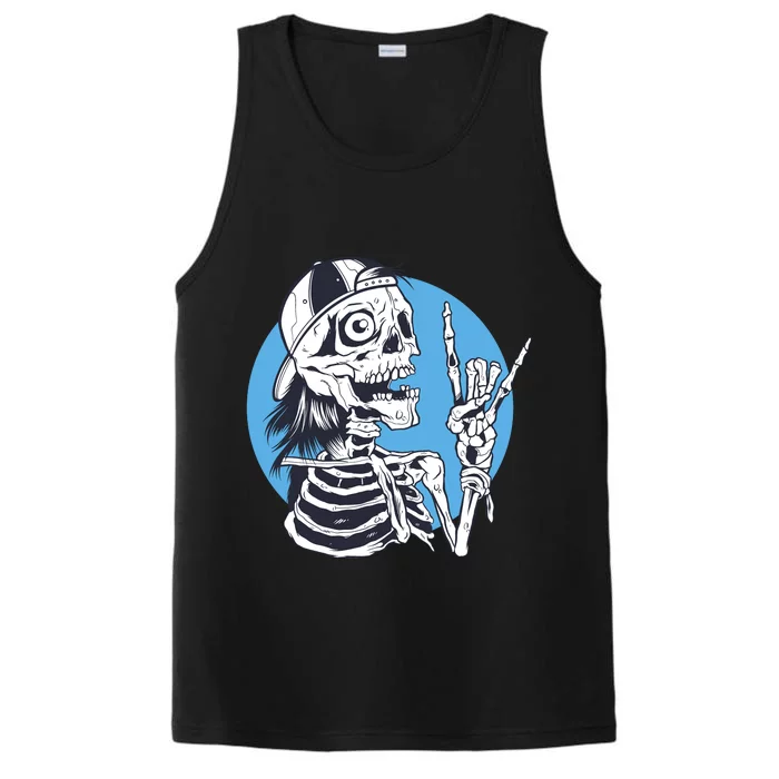 Skeleton Rock And Roll Cartoon Performance Tank