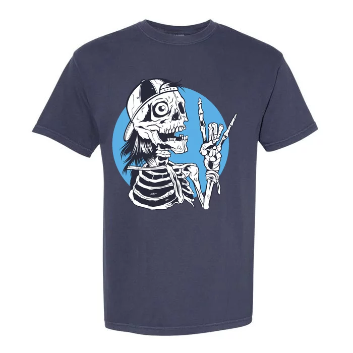 Skeleton Rock And Roll Cartoon Garment-Dyed Heavyweight T-Shirt