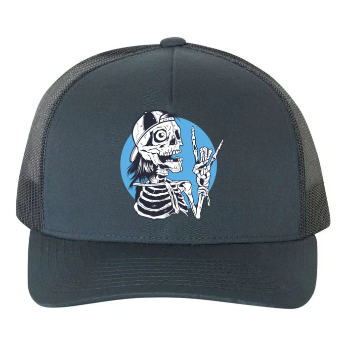 Skeleton Rock And Roll Cartoon Yupoong Adult 5-Panel Trucker Hat