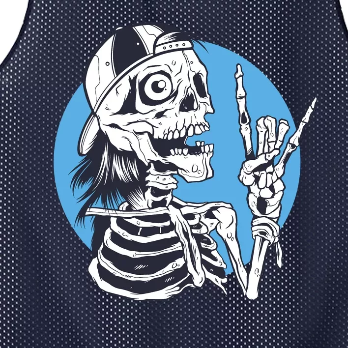 Skeleton Rock And Roll Cartoon Mesh Reversible Basketball Jersey Tank