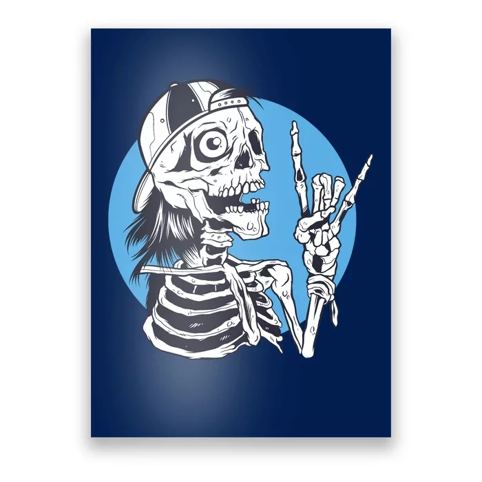 Skeleton Rock And Roll Cartoon Poster