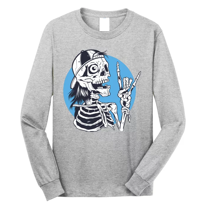 Skeleton Rock And Roll Cartoon Long Sleeve Shirt