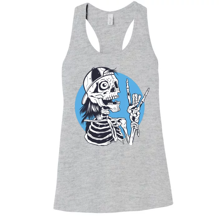 Skeleton Rock And Roll Cartoon Women's Racerback Tank