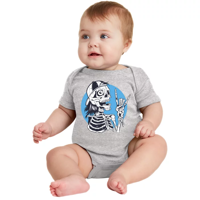 Skeleton Rock And Roll Cartoon Baby Bodysuit