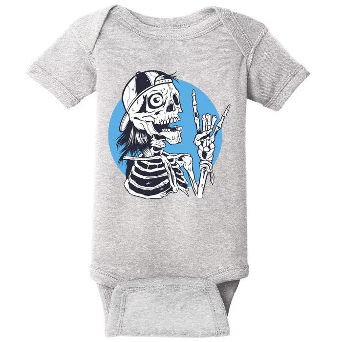 Skeleton Rock And Roll Cartoon Baby Bodysuit