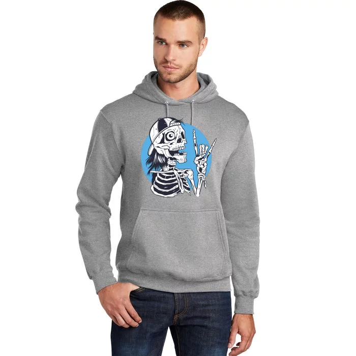 Skeleton Rock And Roll Cartoon Tall Hoodie