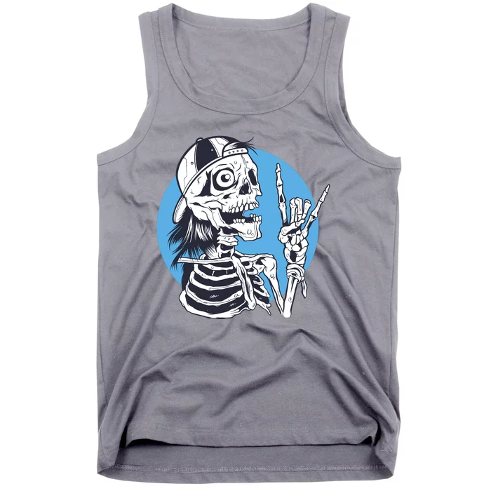 Skeleton Rock And Roll Cartoon Tank Top