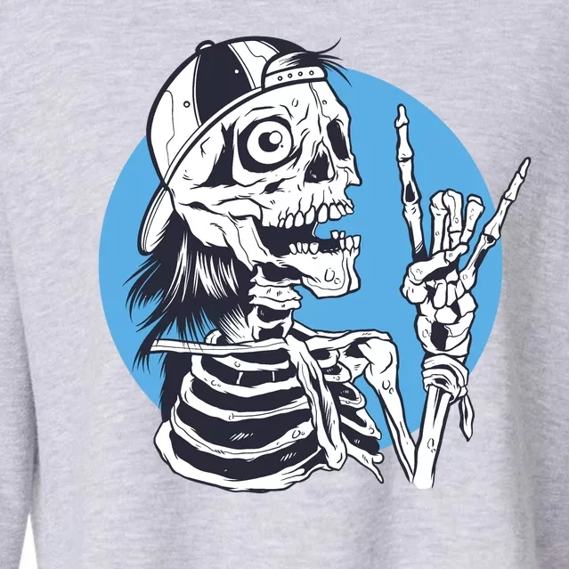 Skeleton Rock And Roll Cartoon Cropped Pullover Crew