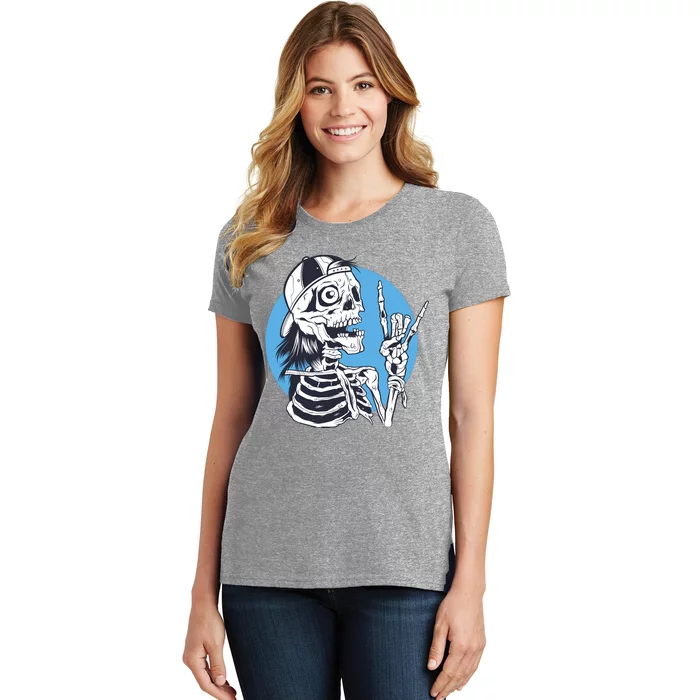 Skeleton Rock And Roll Cartoon Women's T-Shirt