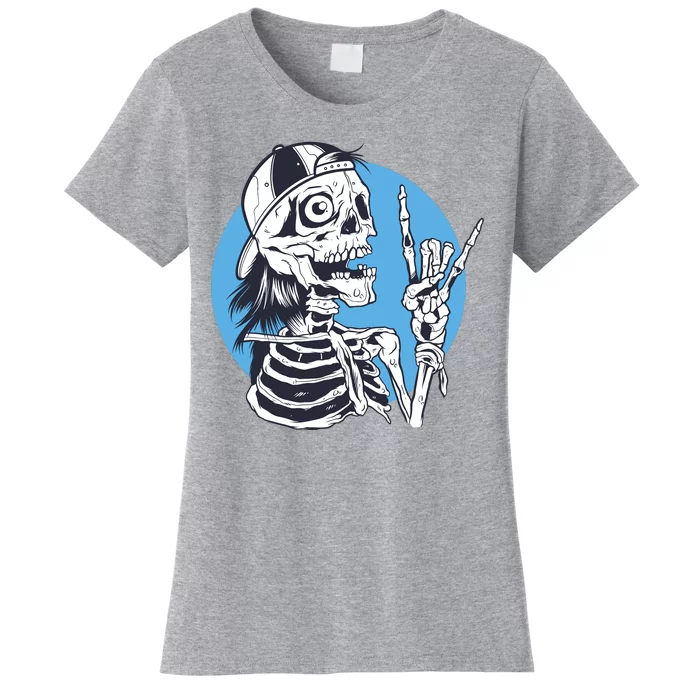 Skeleton Rock And Roll Cartoon Women's T-Shirt