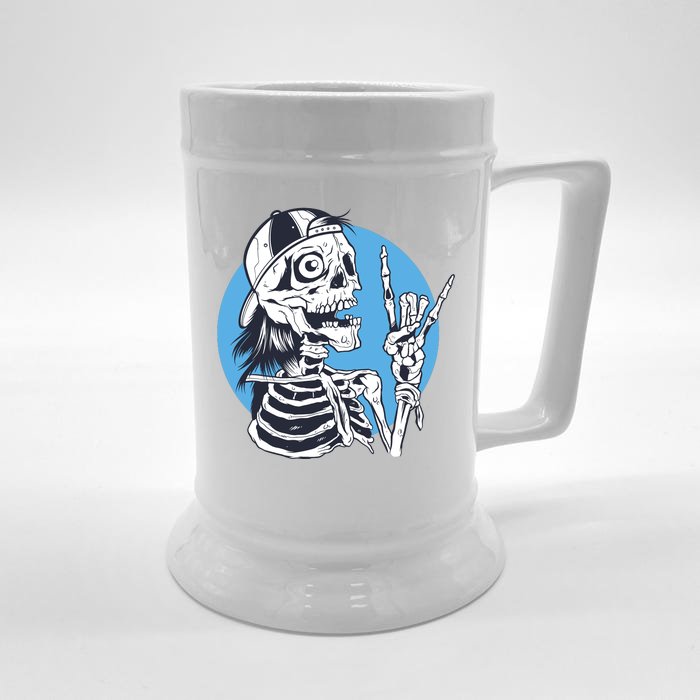 Skeleton Rock And Roll Cartoon Front & Back Beer Stein