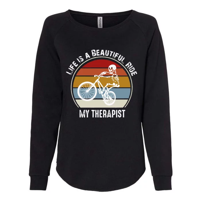 Skeleton Riding A Bicycle Life Is A Beautiful Bicycling Womens California Wash Sweatshirt