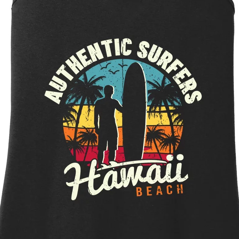 Surfing Retro Authentic Surfers Hawaii Beach Gift Ladies Essential Tank